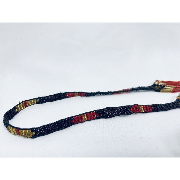 Russian Necklace Carpathian Seed Bead Indigenous Caucus Art Vintage Handmade Red - Picture 8 of 16